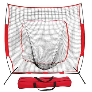 SUPERDEAL 7x7 Baseball Net Softball Practice Net Hitting Batting Catching Pitching Training Net with Carry Bag & Metal Bow Frame, Training Aids