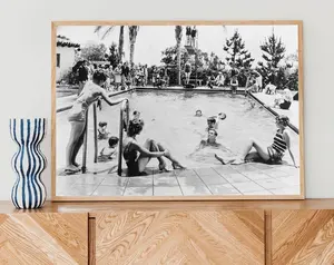 Pool Party Poster, Pool Party, Poster, Wall Art, Poster Print, Wall Decor, Summer, Pool, Recreation, Black and White, Art, Decorative