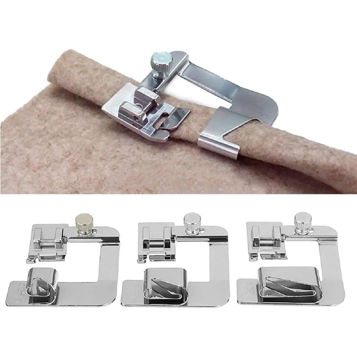 Wide Rolled Hem Presser Foot Set, 3 count Rolled Hemmer Presser Foot Kit (1/2 Inch, 3/4 Inch, 1 Inch) for , , Janome and Other Low Shank Sewing Machines Accessories