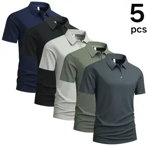 Streamlined Short-Sleeve Polo Top with Subtle Textured Finish & Polished Silhouette for Casual-Office or Leisure Styling