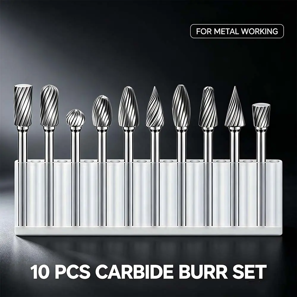SVIDA High-Quality Tungsten Carbide Tip Burr Bits, 1/8in Rotary Rasp Die Grinder Drill, Compatible with Most Machines for Metal & Wood Cutting Carving (Camping & Hiking Tent Maintenance Accessory)