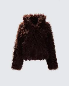 Fae Brown Boxy Faux Fur Coat