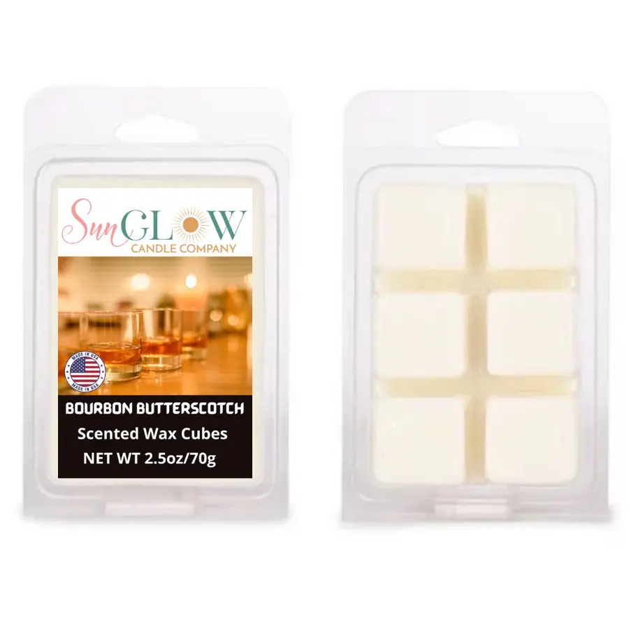 BOURBON BUTTERSCOTCH SCENTED WAX CUBES/MELTS- 1 PACK -2.5 OUNCES- 6 CUBES Aroma Fragrance Gift Freshener