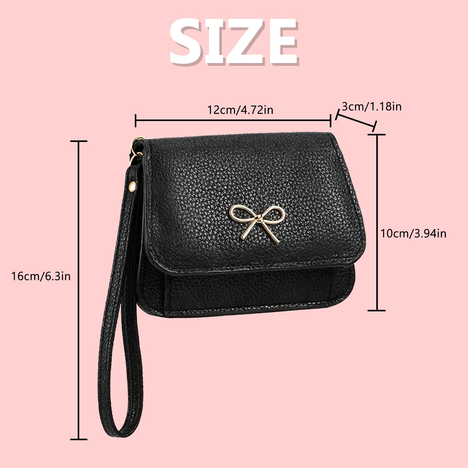 Women's Hand-Sized Casual Chic Foldable Tri-Fold Wallet with Wrist Strap, ID Window, Cash Compartment, Rear Zipper Coin Pocket, Multi-Function Bow Accent,back to school,back to school haul