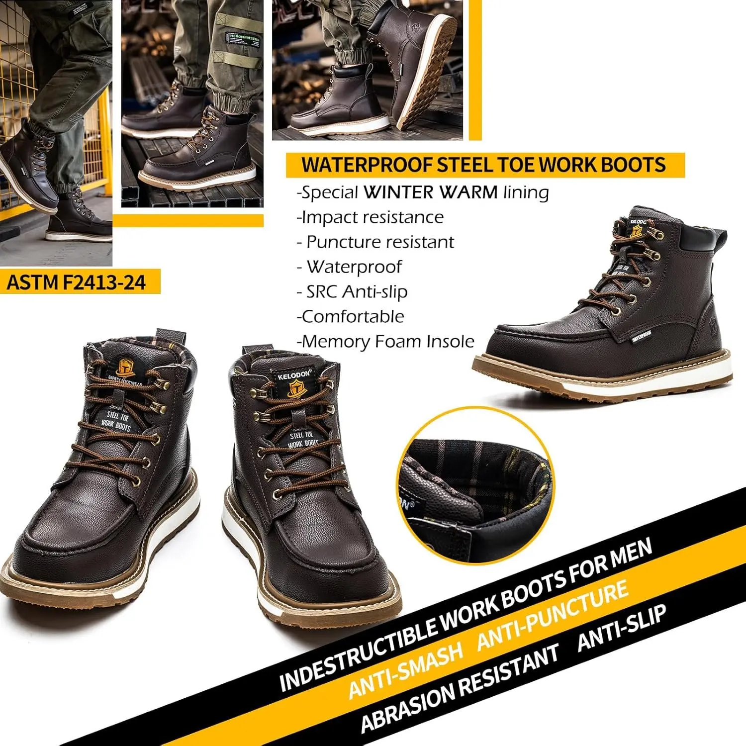 memory foam water resistant shoes for work