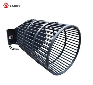 Landy Attachments Skid Steer Rotary Rock Picker Attachment 30" Diameter Drum Model, 55" Barrel Depth, Universal Mount
