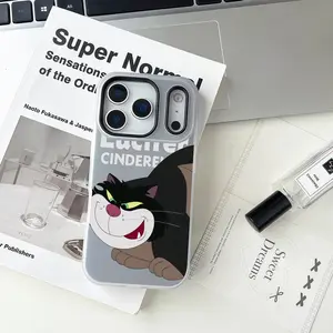 C-Cinderella Lucifer Cat Phone Case For iPhone 17 16 15 14 13 12 11 Pro Max Air Plus Large-aperture Jelly Double-layer Frosted phone Case Luxury Fashion