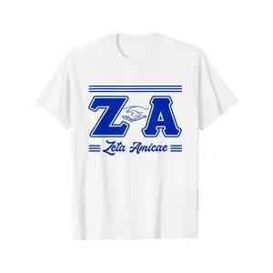 Zeta Amicae Since 1948 Sorority Paraphernalia T-Shirt - Menswear Garment, Unisex Classic Short Sleeve Crew Neck, Soft Breathable Cotton, Plus Size (L-5XL), Casual, Machine Washable, Seasonal Men's Top