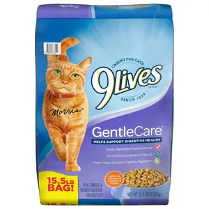 Adult Dry Cat Food with Chicken & Turkey, Gentle Digestion Formula, Complete Balanced Nutrition, No Artificial Colors or Flavors, 15.5 lb Bag
