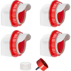 Chicken Feeders No , DIY Automatic Poultry Feeder 4 Ports 1 Hole  with Covers Gravity Feed Kit for Buckets  Bins Troughs