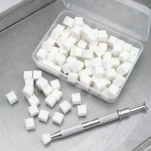 Mini White Nail Art Sponge Cubes with Gripper Tool, Ombre Gradient Nail Sponges for Blending Polish, Portable Manicure Tools for DIY & Salon Use