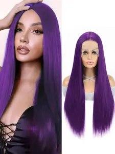 26 Inch Long Straight Wigs for Women, Gorgeous Fluffy Wigs without Bangs, Synthetic Lace Front Wigs for Party, Daily Use, Hair Straight Wig