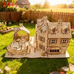 3D DIY Puzzle House Model, Wooden Handmade Puzzle, Creative Puzzle, Adult Handmade Craft Kit, Teen Education Gift, Halloween Christmas Present, Educational Toy for Kids & Adults