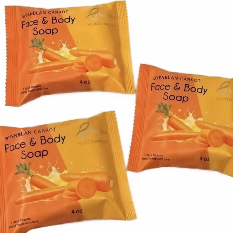 BYENBLAN Carrot Cleanser Soap, Gentle & Moisturizing Bar for Daily Cleansing, Scented Aroma, 7oz, 3-Piece Set