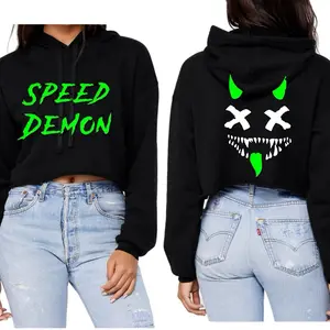 Speed Demon Cropped Hoodie- Fluorescent Green | Car Biker Girls / Streetwear