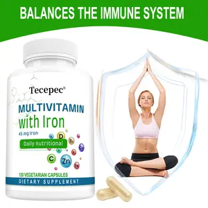 Tecepec Daily Multivitamin with Iron 45mg - Comprehensive Immune & Energy Health Support, 120 Vegetarian Capsules