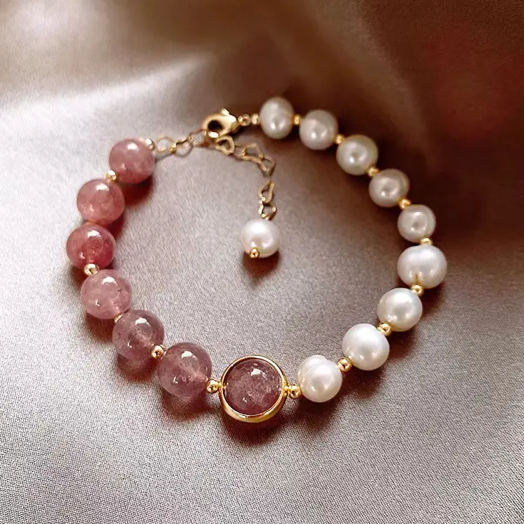 New French Aesthetic Freshwater Pearl Bracelets Bangle for Women, Viral Internet Famous Minimalist Unique Creative Design Hand Jewelry, Fashion Stylish Ornament for Teen Students & Matching Friendship Gifts for Best Friends