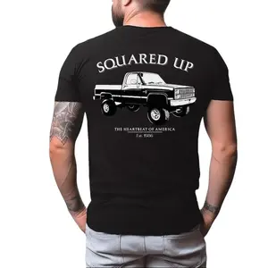 Vintage Vibe 2 Sides Squared Up 1986 Chevy Silverado Men's Cotton Tee Old School Chevy Tee Gift for Him Truck Shirt Classic Chevy Truck OL00095 Casual Menswear Streetwear Tshirt Tops Biker Trouser Jeans Dress Round Neck Shortsleeve Crewneck Tropical