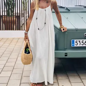 New Women’s Sleeveless Nightgown, Loose Fit Backless Spaghetti Strap Sleep Dress, Casual Off Shoulder Long Loungewear, Soft Comfortable Nightwear for Bedroom & Lounging
