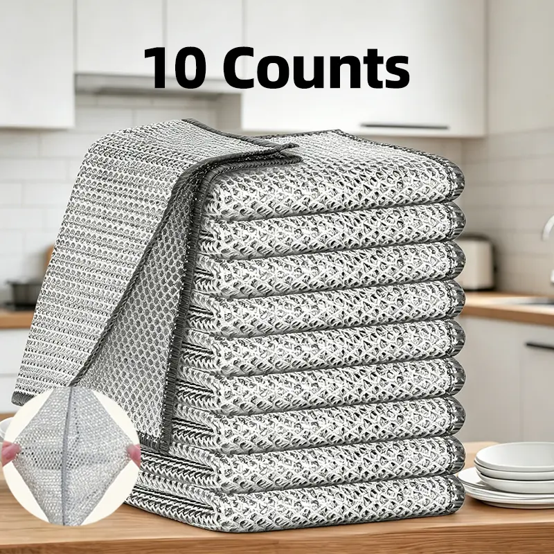 10/30/50/100 pcs double-layer washing cloth, dry and wet, multi-purpose and non-scratch wire dishcloth. It is suitable for kitchen cleaning. It can be reused to clean kitchens, sinks, pots and pans, etc.Mother's Day gift. She'll love it very much.