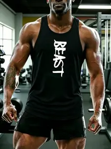 Men’s Versatile BEAST Print Tank Top, Ultra-Soft Functional Workout Sleeveless Tee, Streetwear Athleisure Tank for Gym, Light Outdoor, Daily Casual Wear, Trendy Muscle Tee with All-Day Comfort & Performance  Gym Wear Fitness T-Shirt