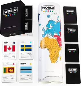The World Game - Geography Card Game - Educational Games for Kids, Family and Adults - Cool Learning Gift Idea for Teenage Boys & Girls 8-12 with Map