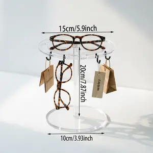 ADISEN Sunglasses Rotating Eyeglasses Sunglasses Holder Stand , Eyeglasses Display Rack,Eyewear room Tabletop Glasses Storage Organizer Acrylic, Round,for Office Desk Bedroom，6.89×6.89×1.38 inch，Acrylic Tabletop Organizer