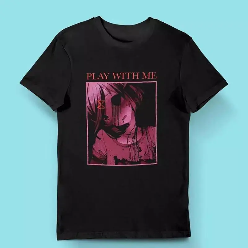 Doki Doki Literature Club Men's Play with Me T-Shirt - Vintage Graphic Tee – Unisex S-3XL – Menswear & Womenswear – Streetwear Tops – Casual Cotton Crewneck Shortsleeve T-shirt