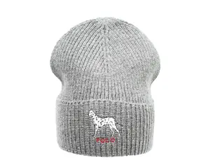 Polo Ralph Lauren Dalmatian Dog Embroidered Art Fold Over Knit Cuffed Beanie Hat, Charcoal, Embroidered Art Hats, Fold Over Hats