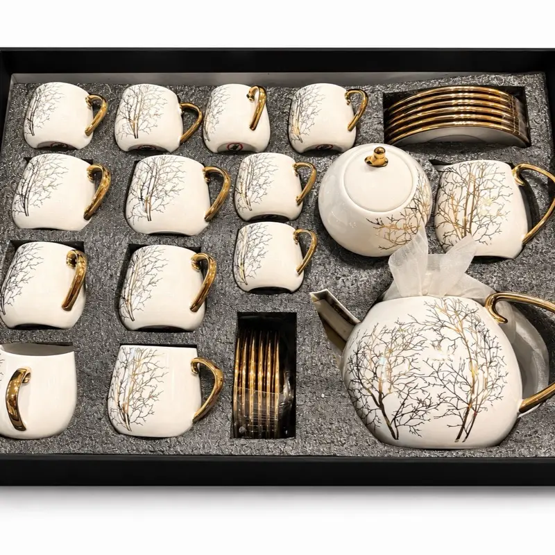 Luxe Ivory Branch Coffee & Tea Set