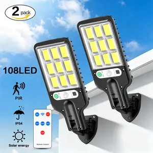 Solar Lights Outdoor Waterproof, 108 LED Solar Flood Lights Outdoor Motion Sensor with Remote, 3 Modes Solar Lights for Outside Yard, Garden, Path & Parking Lot