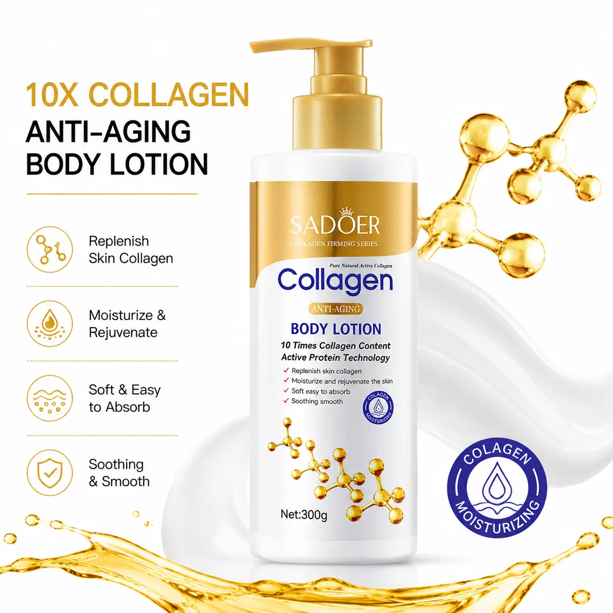 10x Collagen Anti-Aging Body Lotion - Repair, Firming & Hydrating Moisturizer for Daily Beauty Routine, 300g