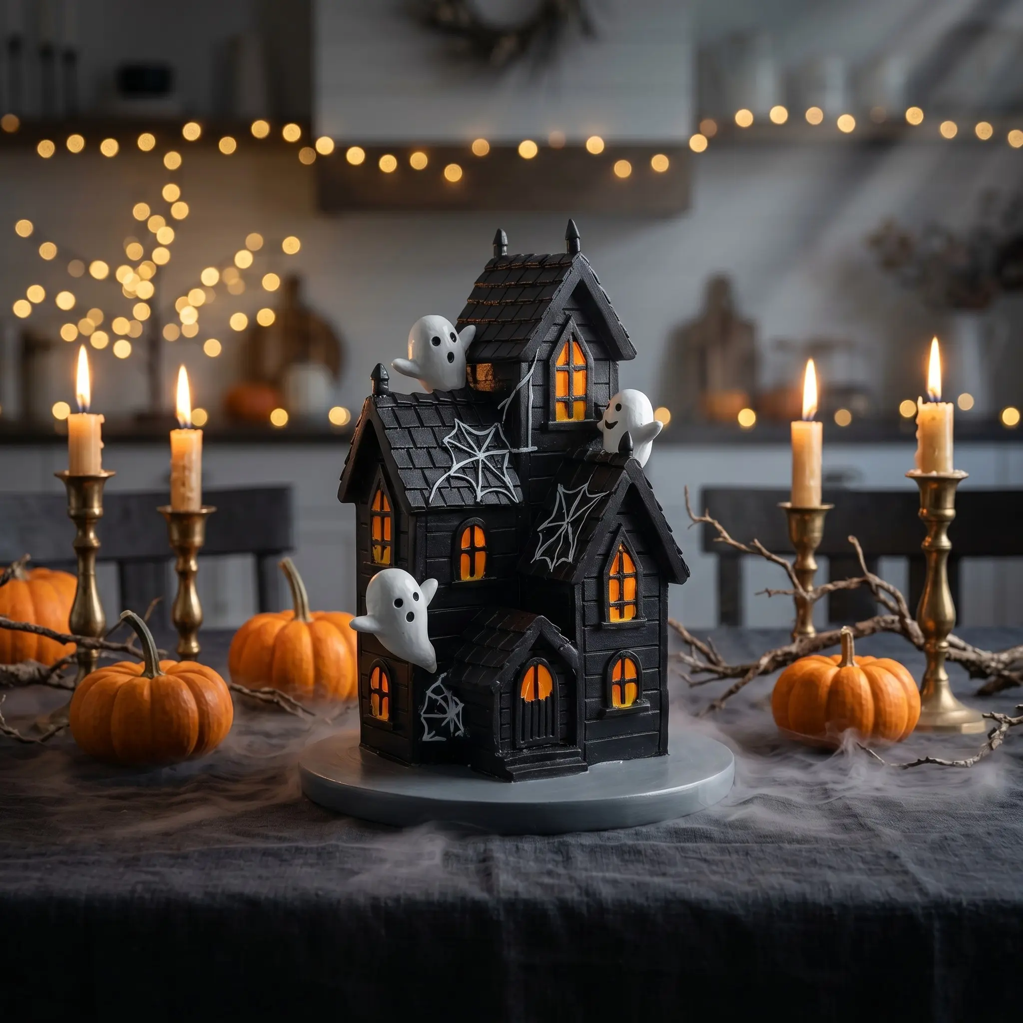 Halloween Ghost House Statue Ornament, Resin Craft Decorative Item, Home Decoration Gift, Decorations and Ornaments, Unique Halloween Accessory, Perfect for Festive Season, Spooky, Resin Figure