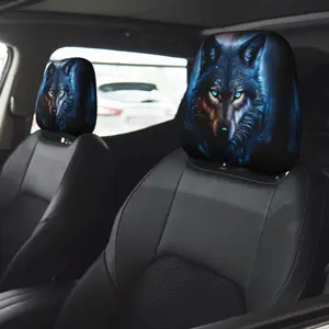 Wolf Pattern Car Headrest Cover, Universal Car Seat Headrest Protector Cover, Easy To Install Car Interior Accessories for Women & Men, Neck Headrest