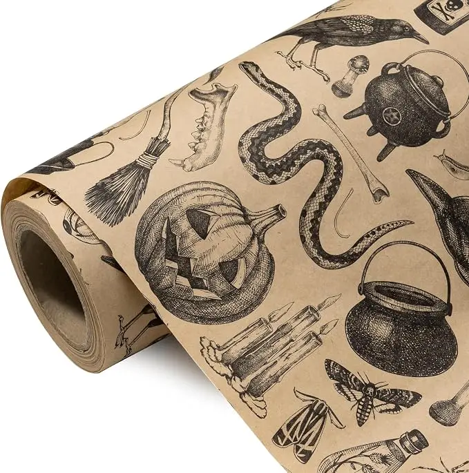 Horror Halloween Wrapping Paper, Scary Gift Wrap, Creepy Halloween Birthday Wrapping Paper