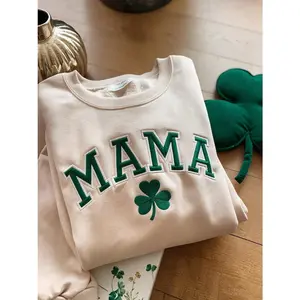 Embroidery Mama St Patrick's Day Sweatshirt, Lucky Mama Shirt, Womens Irish Sweater, Irish Mama Gifts