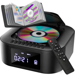 Boombox E1 with CD case - CD Player Portable Audio System + Extra BASS with Subwoofer + FM Radio, MP3  AUX USB + Wired and  Mode Rechargeable  + Remote Control