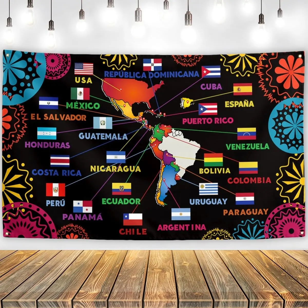 Hispanic Heritage Month Backdrop 71×43 Inch Spanish Classroom Decor | National Hispanic Heritage Decor, Latin Culture Wall Ornament, Photo Background for School & Latino Community Celebrations
