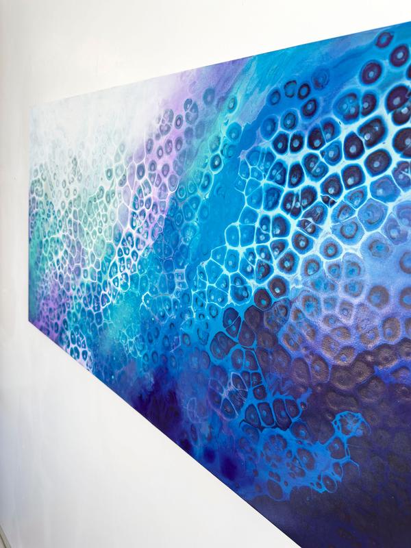 Divine Flow 24x48x1.25 Canvas Cosmic Oceans Abstract Artwork Hanging Wall Decor Satin Varnish Dripped Edges Signed Back Ready to Hang