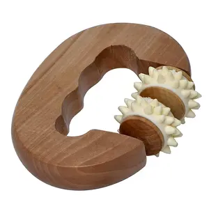 Body Care Massager 2 Rotable Rollers Well-Being Natural Wood