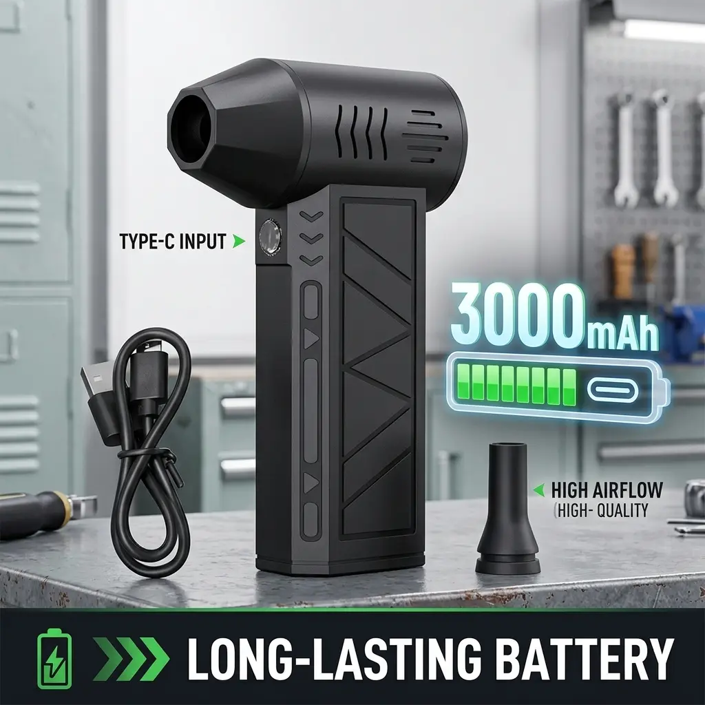 Mini High Velocity Handheld Air Blower, Dual Power Turbofan Dust Cleaner, Replacement Compressed Air Can, Clean Laptop Game Console Car Interior Home Outdoor Camping Dust