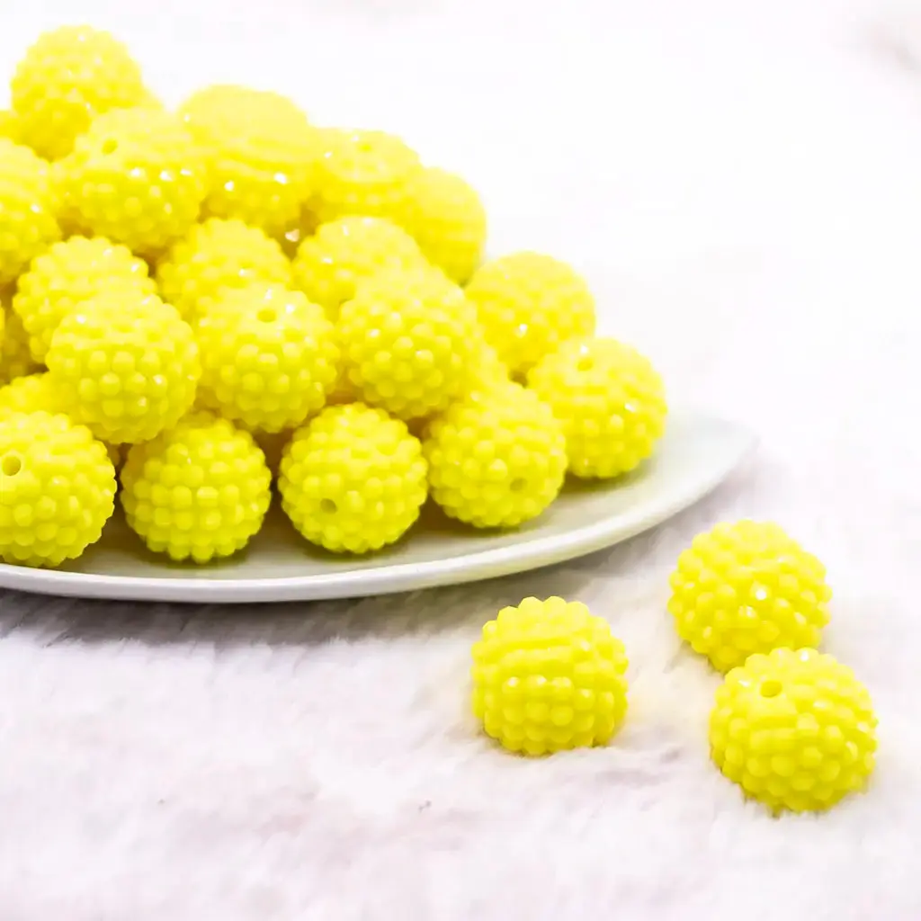 20mm Yellow on Yellow Rhinestone Bubblegum Beads