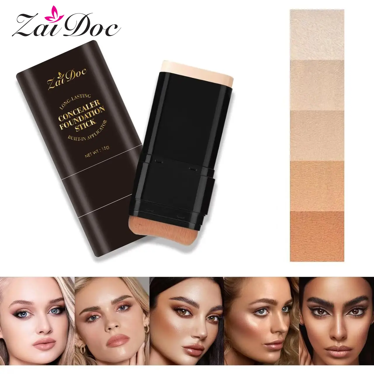 7-color Dual -Ended Foundation Concealer Stick, Dual-ended with Built-in Brush, Moisturizing & Lightweight - Buy 2 Concealer Sticks, Get a $13 Value G