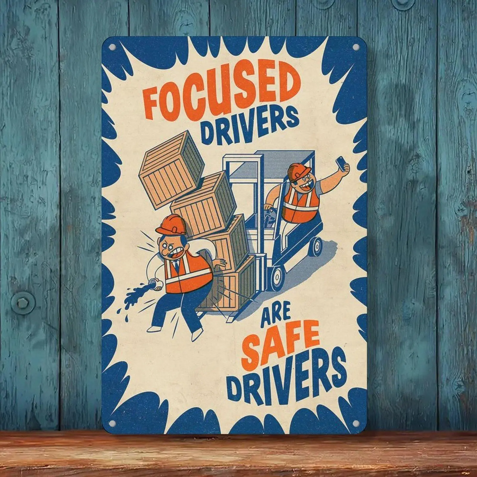 Focused Drivers Are Safe Drivers Forklift Safety Vintage Tin Sign 8x12in Warehouse Workplace Safety Wall Decor Metal Tin Sign