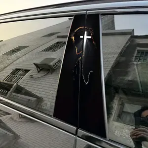 2pcs Crown of Thorns HeadGlowing CrossPraying Hand Car Sticker B-Pillar DIY Center Pillar Film Decorative Car Accessory