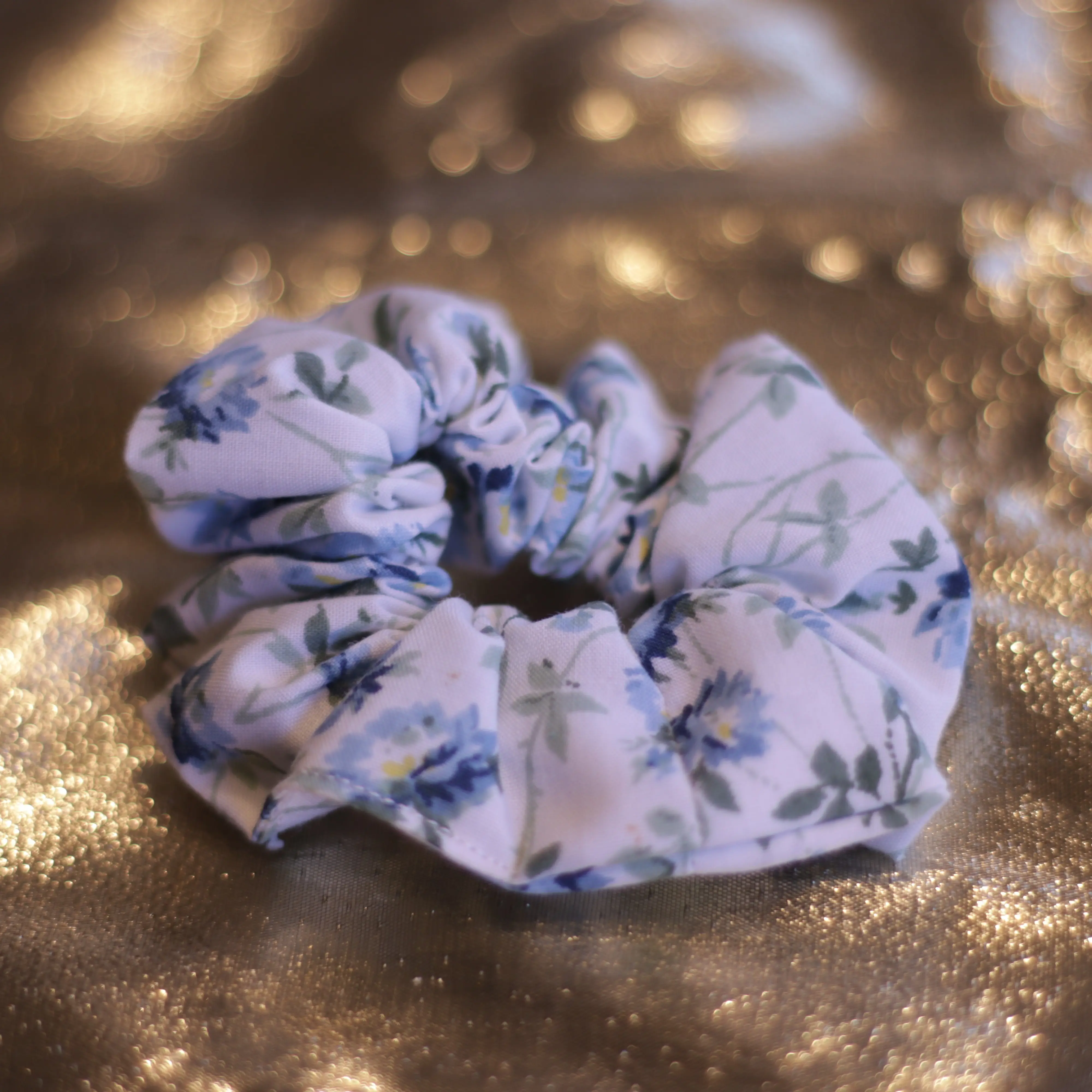 Blue/Green Floral Scrunchie