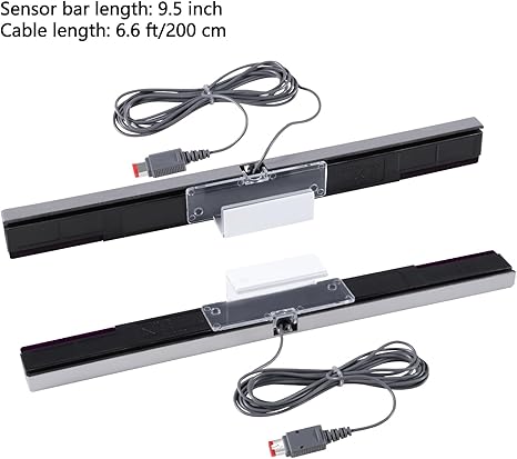 Bar for Wii, Replacement Wired Infrared Ray Sensor Bar for Nintendo Wii and Wii U Console, Includes Clear Stand