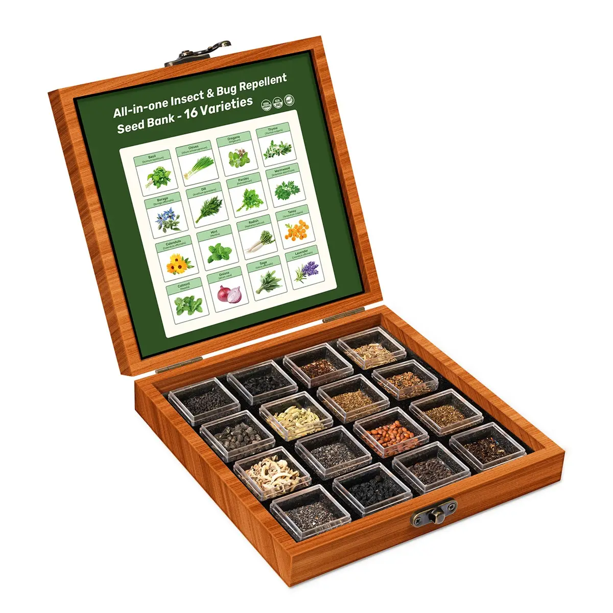 LUSH&DEW All-in-One Insect & Bug Repellent Seed Bank - 16 Organic Seed Varieties for Garden Plants Vegetables Flowers Seeds Box Lavender