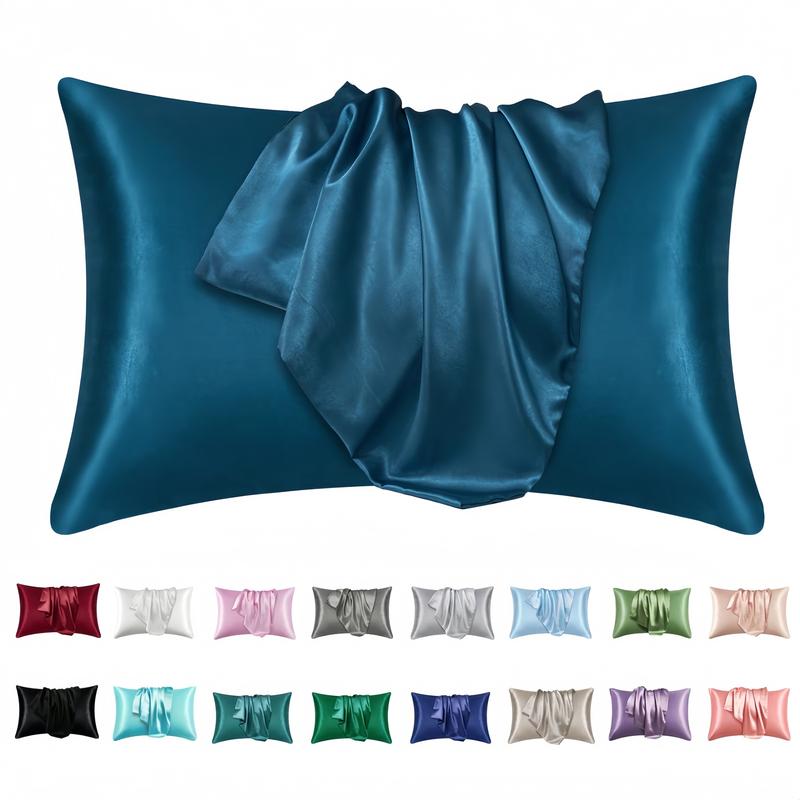 1/2pcs Luxury Soft Silk Pillowcases, Breathable Skin-Friendly Cool Feel, Pure Color Envelope Closure, Bedding Accessories
