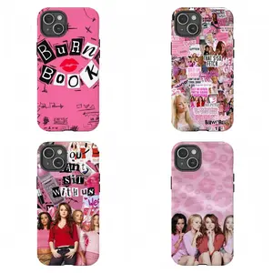 Pink Mean Girls Phone Case|Pink Collage & Lip Print Shockproof Case For iPhone 17 Pro Max 16 15 14 13 12 11 for Samsung S21 S22 S23 S24 S25 S26 Phone Case|Tough Phone Case